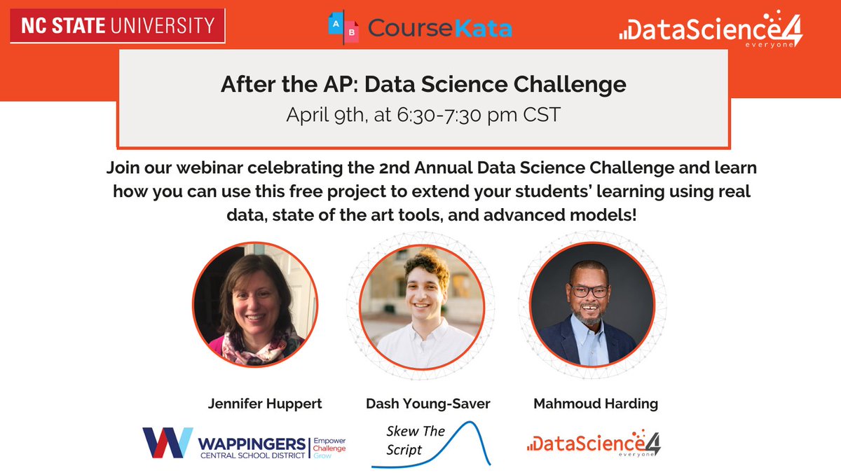AP TEACHERS! 📣 Don't forget to join us at 6:30 pm CST tonight to learn how you can use the After the AP: Data Science Challenge in your classroom to teach your students how to use REAL data to perform REAL data analysis! Sign up here: hubs.li/Q02rZs570