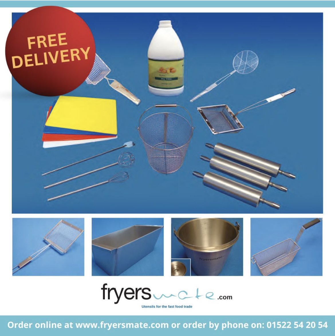 FREE DELIVERY!
For more information click >> shorturl.at/nWHQ7

#free #freedelivery #delivery #wiregoods #stainless #stainlesssteel #equipment #chef #kitchen #restaurant #fish #fishandchips #fishandchipsshop #shop #chips