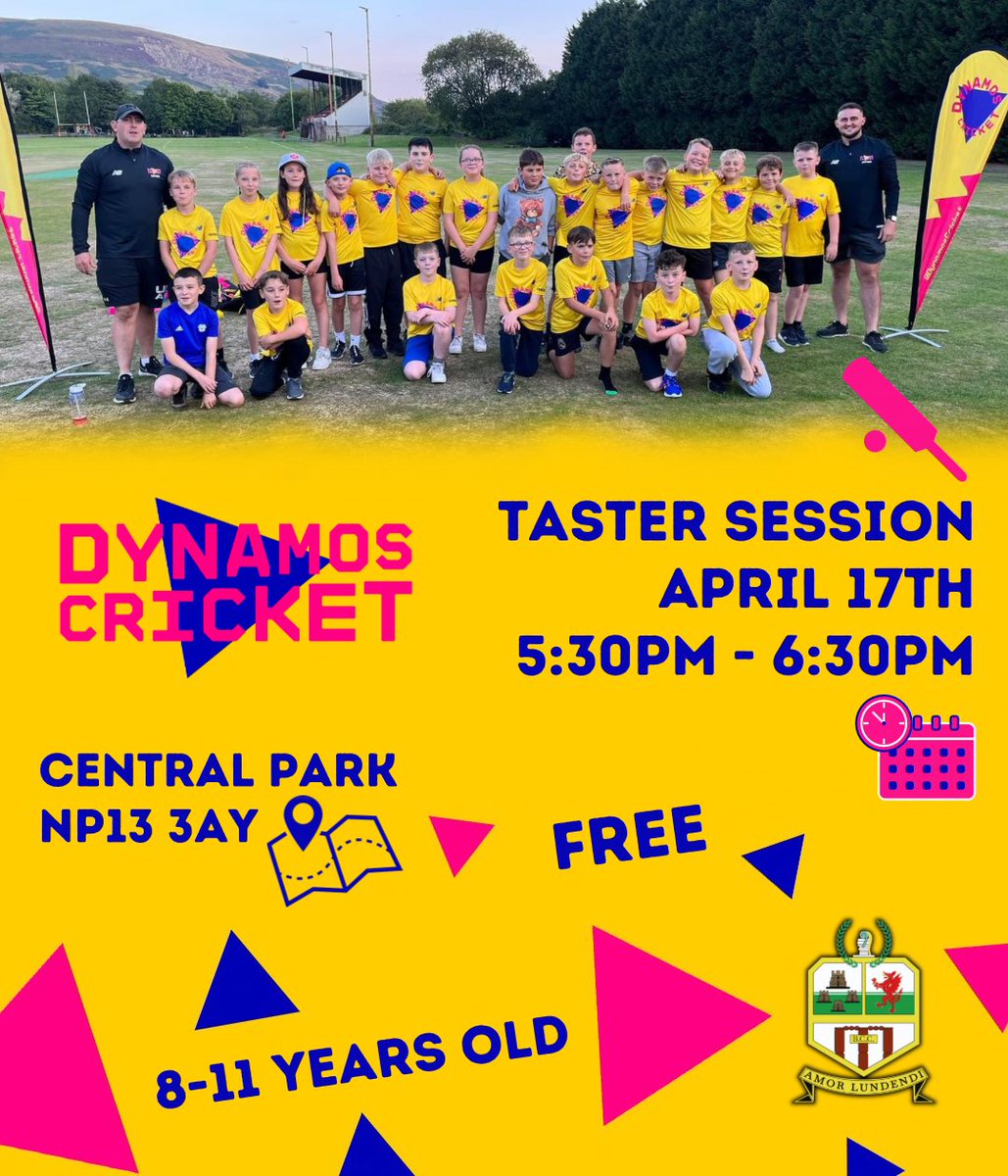 🏏| DYNAMOS CRICKET 🚨CALLING ALL 8-11 YEAR OLDS!‼️ Blaina Cricket Club are running a FREE Dynamos Taster Session ahead of our summer programme! 📅 APRIL 17TH ⏰ 5:30pm - 6:30pm 📍Central Park, NP13 3AY Sign up here: docs.google.com/forms/d/e/1FAI… @LucyKing_CWDO