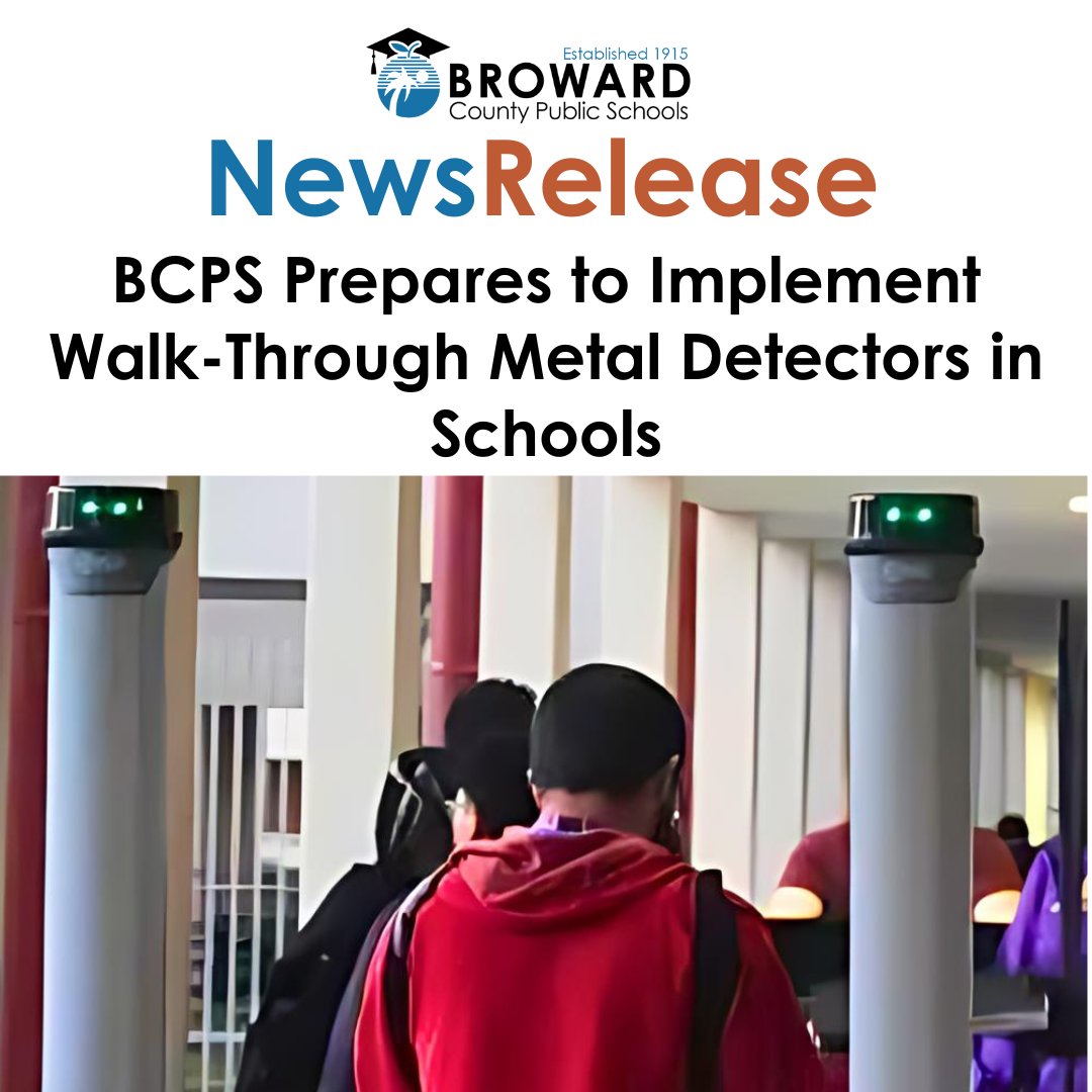 BCPS is launching a pilot program this summer to introduce walk-through metal detectors in two high schools, enhancing campus safety. We're committed to ensuring a secure learning environment. Learn more at bit.ly/3xwJ7GL.