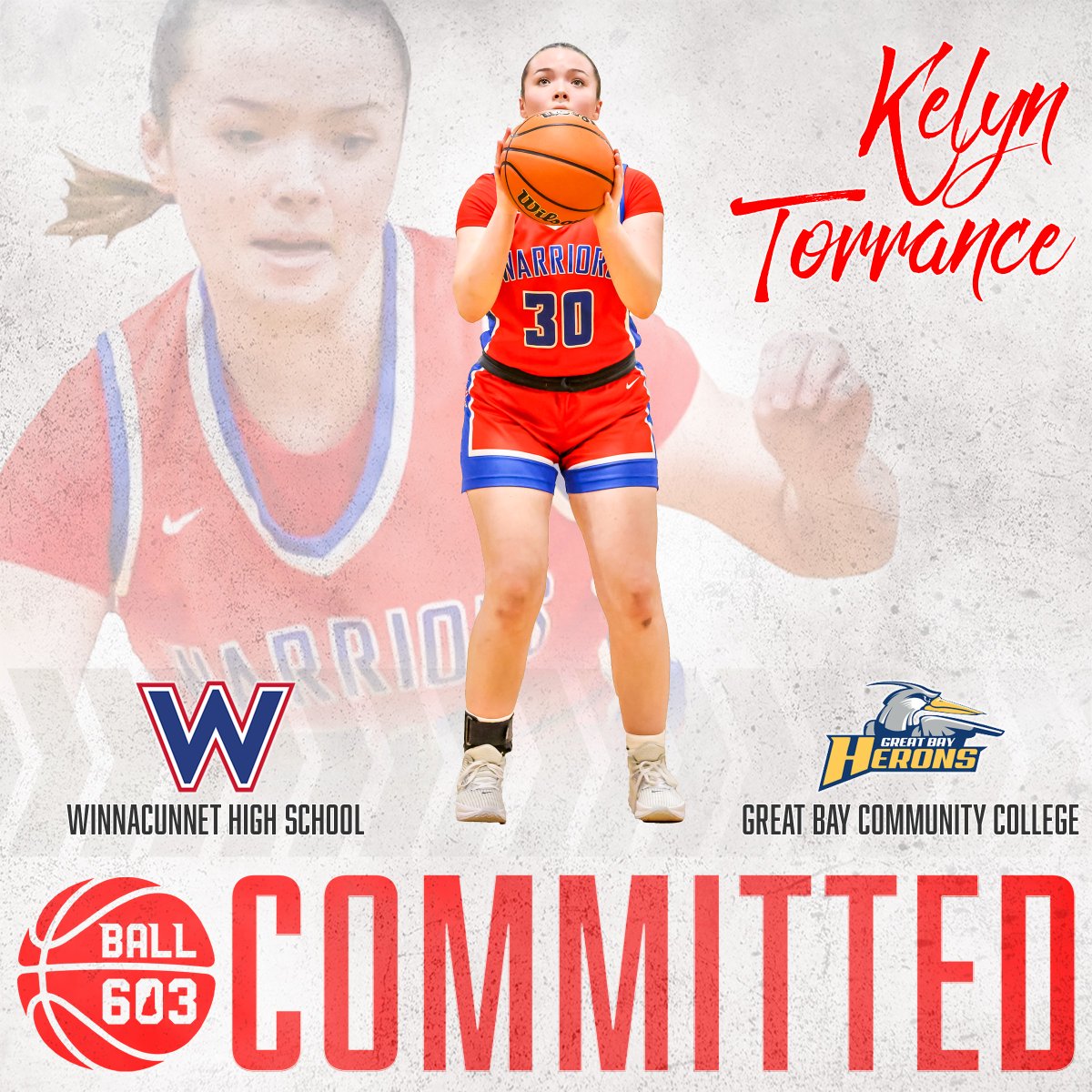 Upon graduating from Winnacunnet High School this spring, Kelyn Torrance will continue her playing career at Great Bay Community College in Portsmouth, N.H. Kelyn plans to be a Liberal Arts major while playing for the USCAA Herons. #Ball603committed