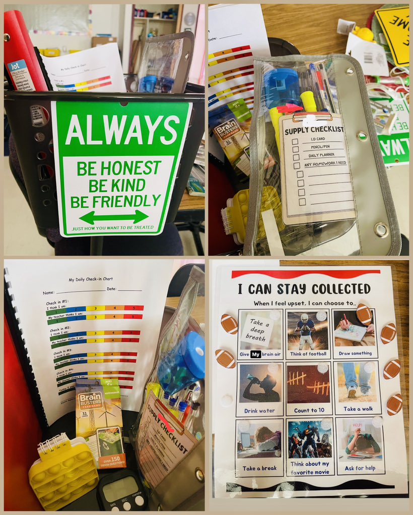 Middle school can sometimes be tough, but a new cool down bin is here to chill us out and power us through the challenges of the day! @YISD_SPED 🏈💙 #AutismAcceptance #visualstrategies