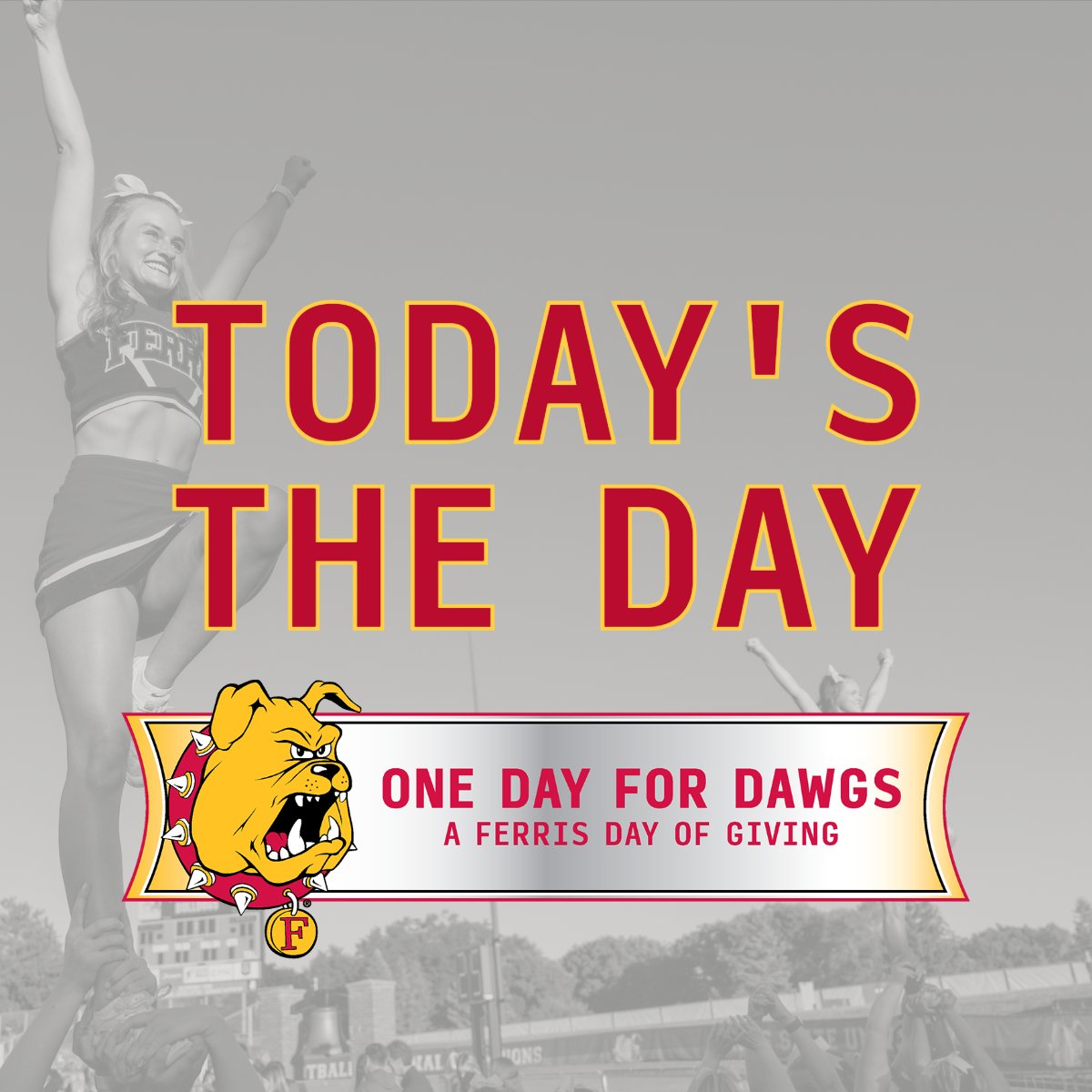 Today is the day: One Day for Dawgs! 🐾 ODFD is our annual day of giving, where university groups raise funds for scholarships, programs, equipment and more. Check out all of the teams, challenge and matching gifts and more at ferris.edu/oneday