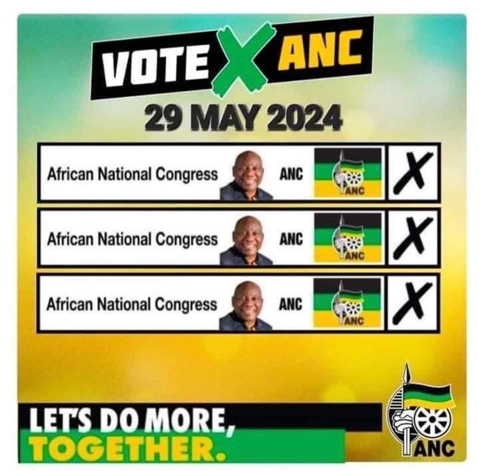 1st Ballot vote ANC. 2nd Ballot vote ANC. 3rd Ballot vote ANC. #VOTEANC29May2024 ⚫🟢🟡