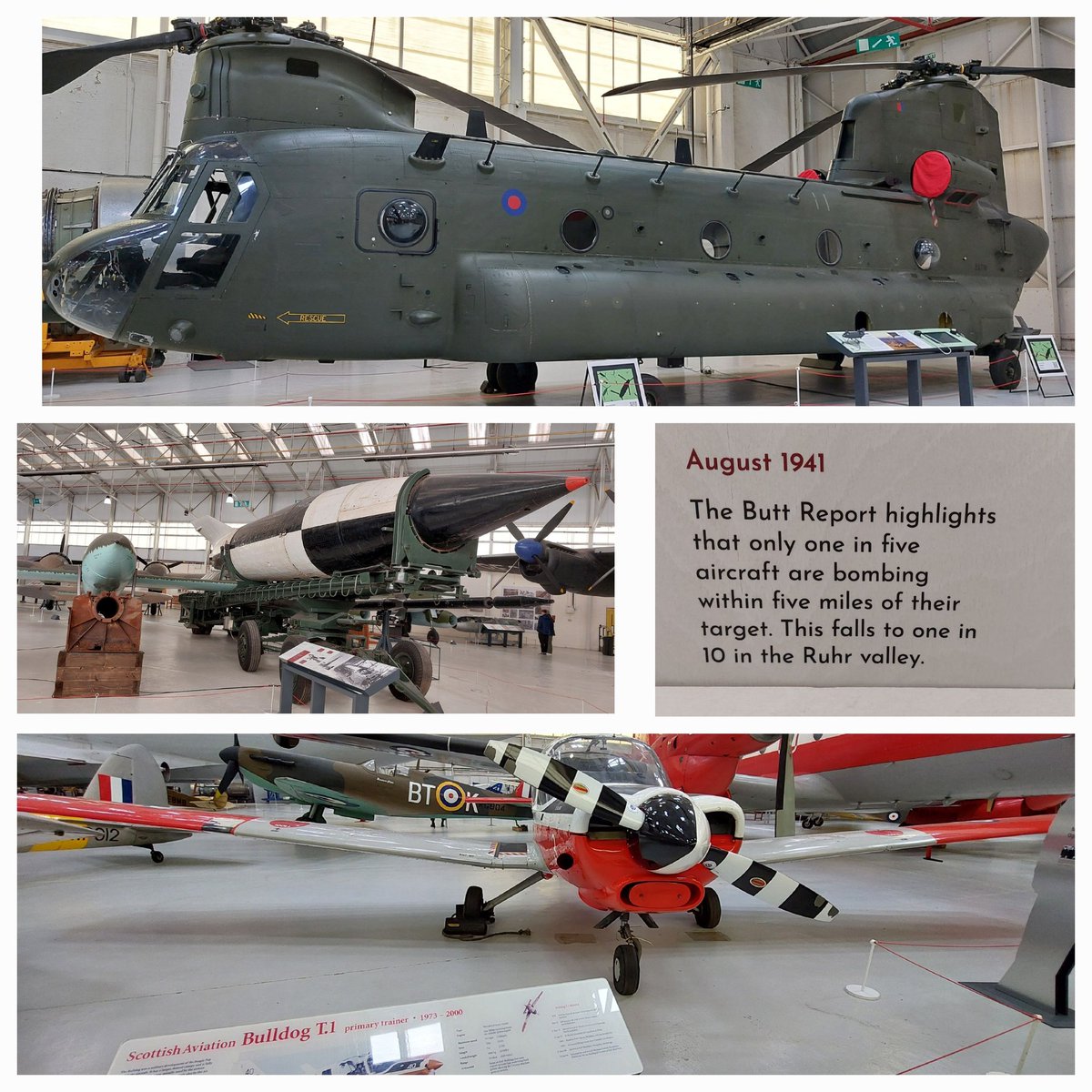 Hugely impressive collection of aircraft @RAFMUSEUM Cosford, near Birmingham. World War 1, 2, and more recent planes, missiles, rockets. Whole section on Cold War. More information than would fit inside my head!