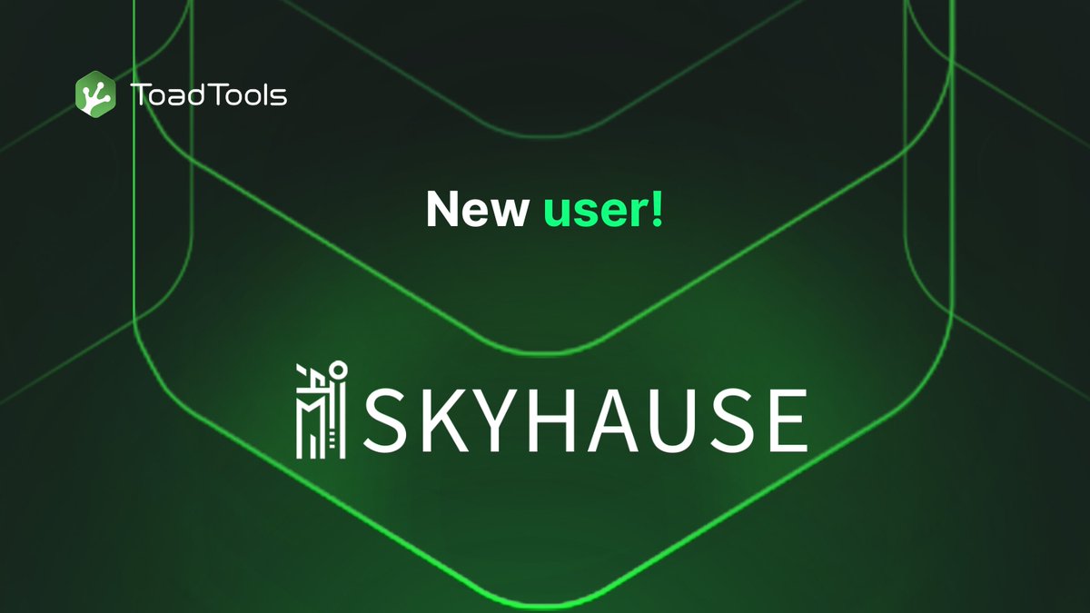Toad_Tools's tweet image. Welcome new ToadTools user! @hause_ly
Sky Hause is redefining the landscape of investment, bridging the gap between digital innovation and real-world assets. Experience a new era of real estate investment that's secure, seamless, and truly global. 
$TOAD #ToadTools