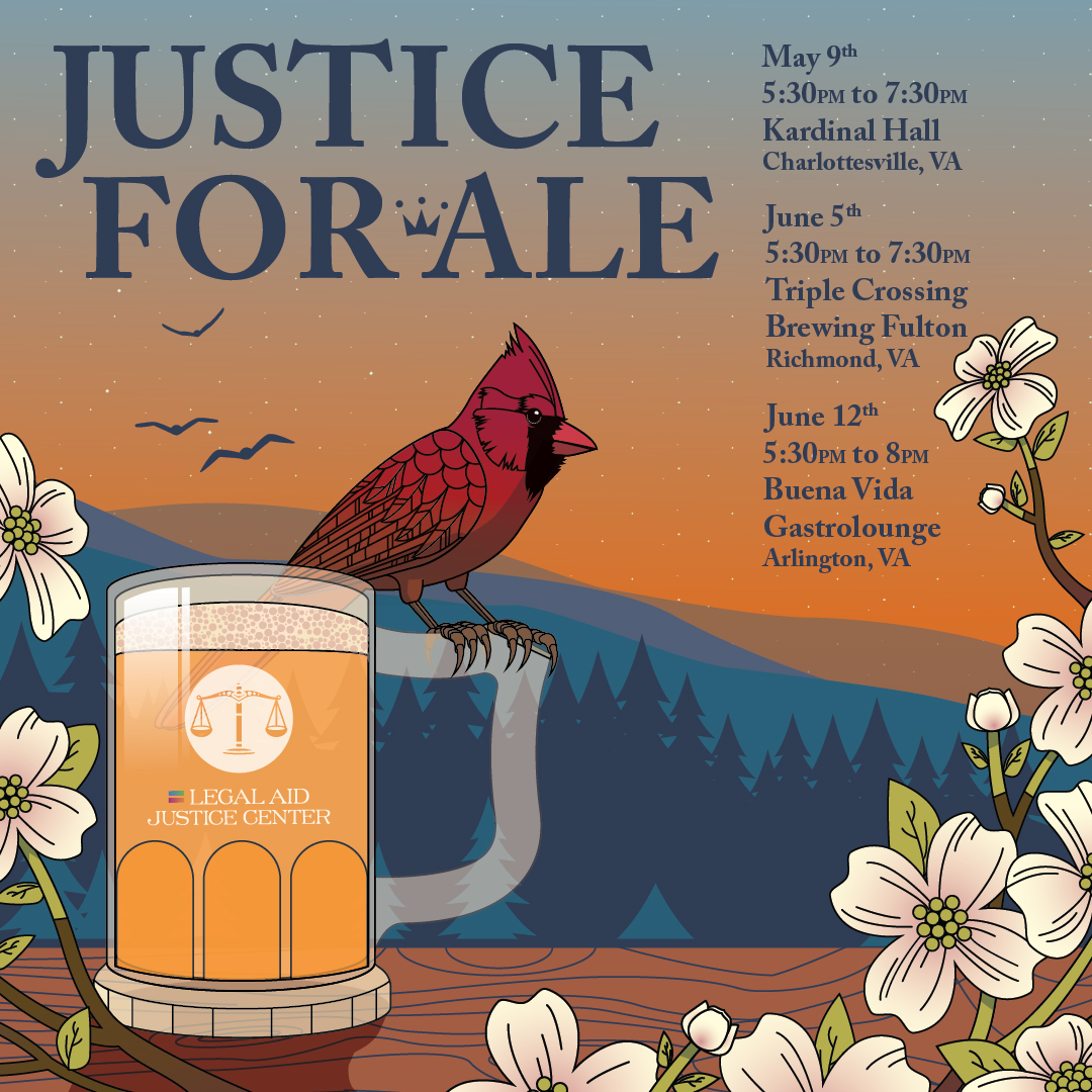 Justice For Ale is back! Join us on May 9, June 5 and June 12 for one (or more) of these free events celebrating the great work we have accomplished and all those who have helped to make it happen - with drinks! Get more info and register here: justice4all.org/giving/justice…