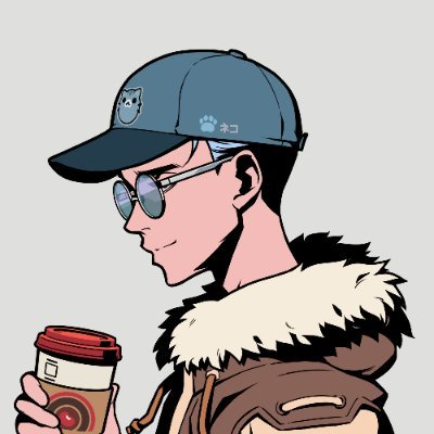 ☕️😎 This is such a stylish guy! He gets an energy boost from his favorite coffee, wearing a jacket, blue cap and glasses! 👌🧢
