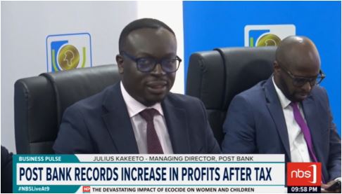 .@postbankug reported a significant increase in profit after tax, reaching UGX 27.5 billion for the year ending December 2023, which represents an 82% increase from the previous year. @victor_tayebwa #NBSLiveAt9 #NBSUpdates