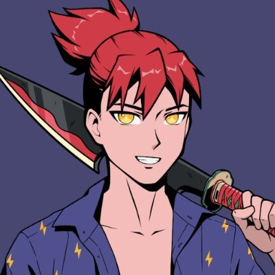 🔥🗡️ Here's such a stylish guy with fiery red hair! He's like a real samurai, holding his katana with such grace! 😎🌟