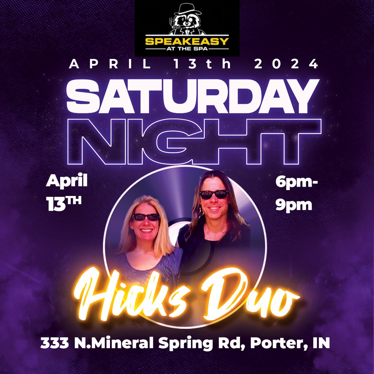 Don't miss out! Hicks Duo live music at #SpeakeasyattheSpa this Saturday night from 6 pm to 9 pm. Join us for a fantastic evening!
.
.
.
.
.
.
#livemusic #entertainment #musicevents #concertnight #LiveMusicExperience #porterindiana #Indiana #indianafoodies