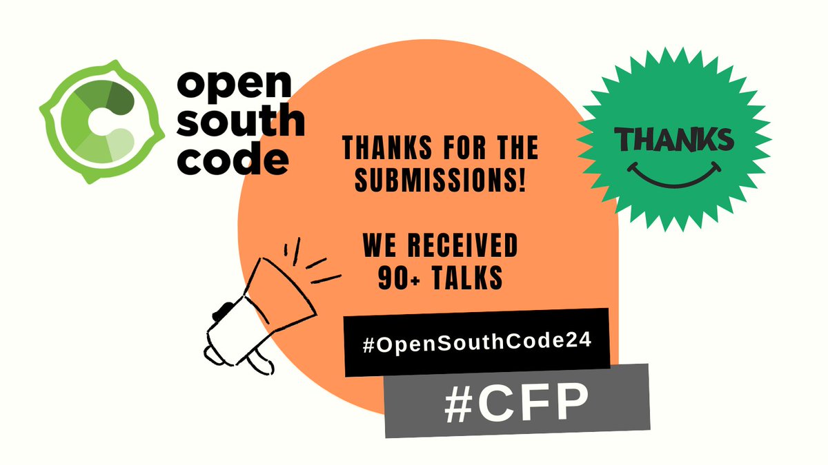 + de 90 charlas recibidas #CFP #OpenSouthCode24 ¡Gracias a todas las personas que han enviado su propuesta #opensource! 🤩🤗 opensouthcode.org