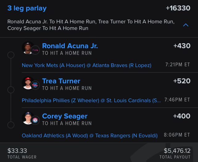 HR Lotto In Honor Of Dinger Tuesday!🏟️

These Three Hitters Will Take Us Home!🏠

$100 To 2 Followers When We CASH💰

Roll With Me Don’t Go Against Me🎲
#GamblingX #RollWMe #DingerTuesday