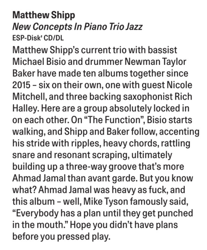 I wrote the Jazz & Improv column in the new issue of @thewiremagazine, and this is one of my favorite short blurbs I've written in a while.