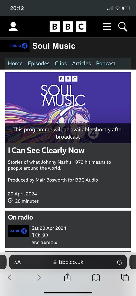 Looking forward to this. I was asked to chat to them for this episode about I can see clearly now - the @hothouseflowers version though! Coming up on @BBCRadio4 on Sat 20 April