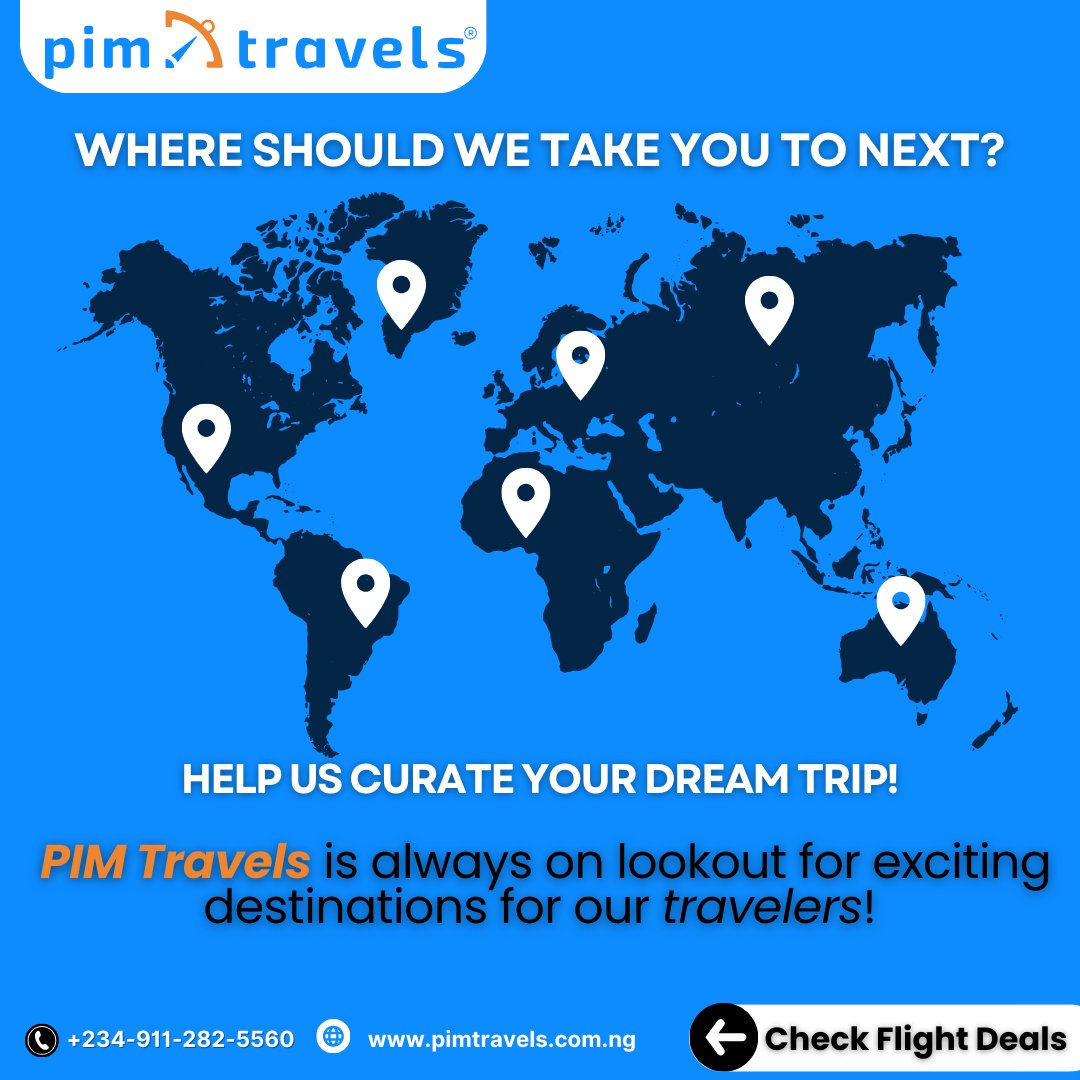 Where's that one place you've always wanted to explore? We might just help you make them a reality! #PIMTravels #dreamdestinations

#TravelExpert #AffordableFlights #traveltips  #flystressfree #airfaredeals  #visaservices #flightbooking #travel #flight #booking #trip #vacation