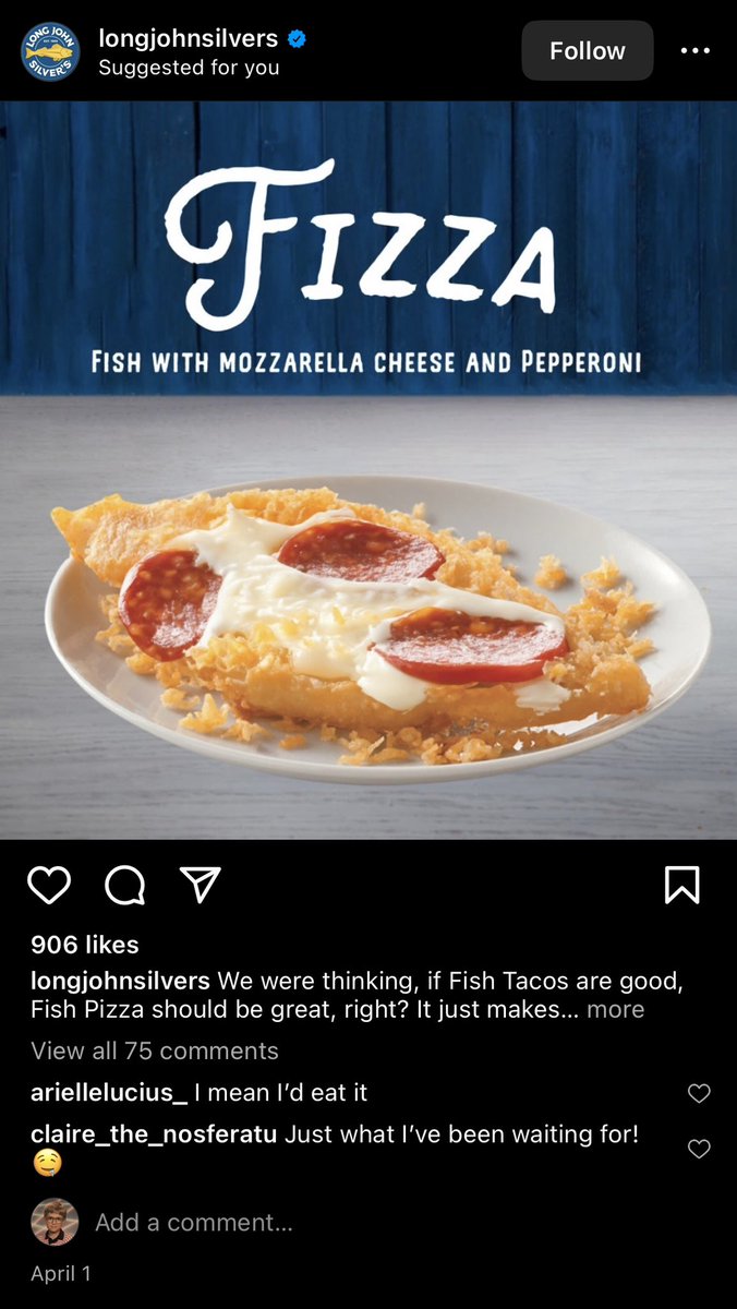 Long John Silvers still running their April Fools joke as an ad. Just rolling with it