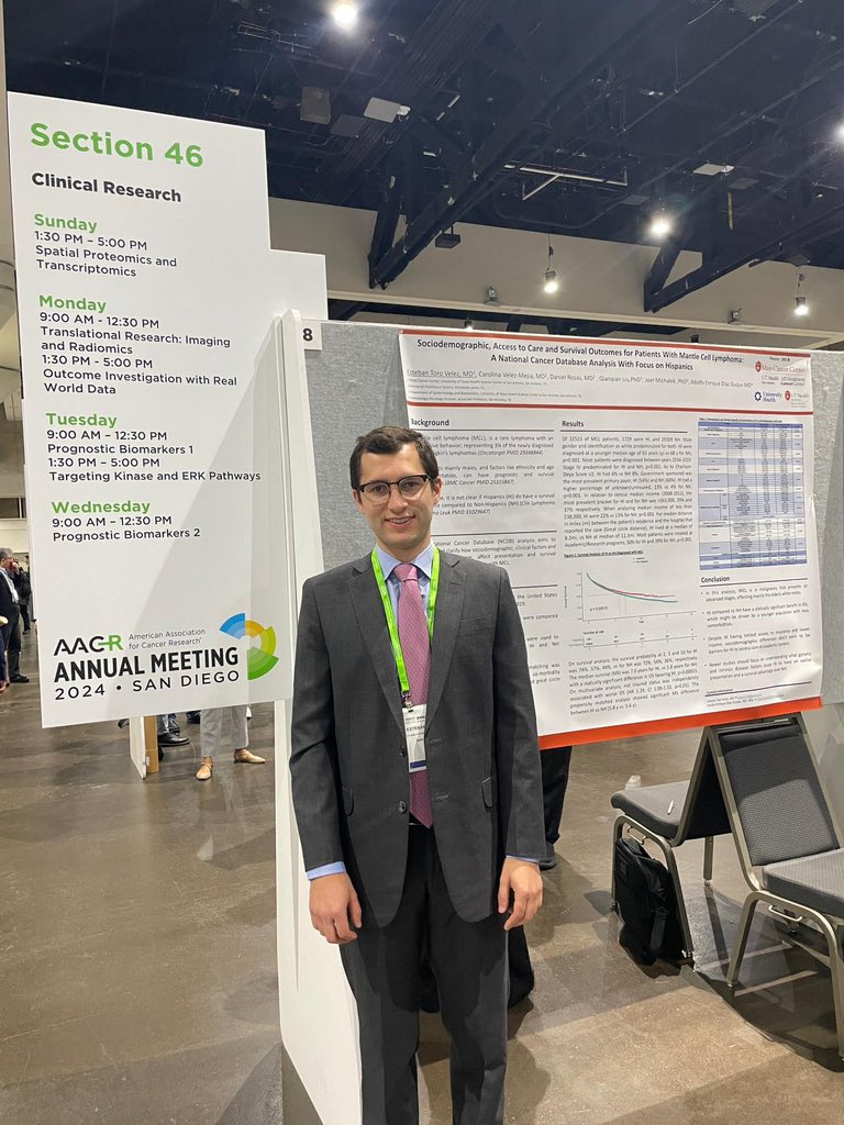 Amazing work by our @UTHealthSAMDA lymphoma group, with focus on #Hispanic outcomes with agressive NHL presented @AACR 2024. Felicidades a todos!! @cvelezmejia @e_toro123 @UTHSAResearch @uthsaim
