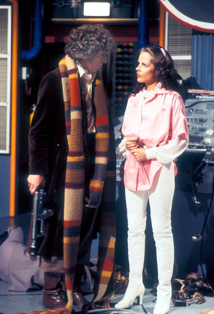 Tom Baker and Mary Tamm during 'The Pirate Planet'. #TomBaker #DoctorWho #FourthDoctor