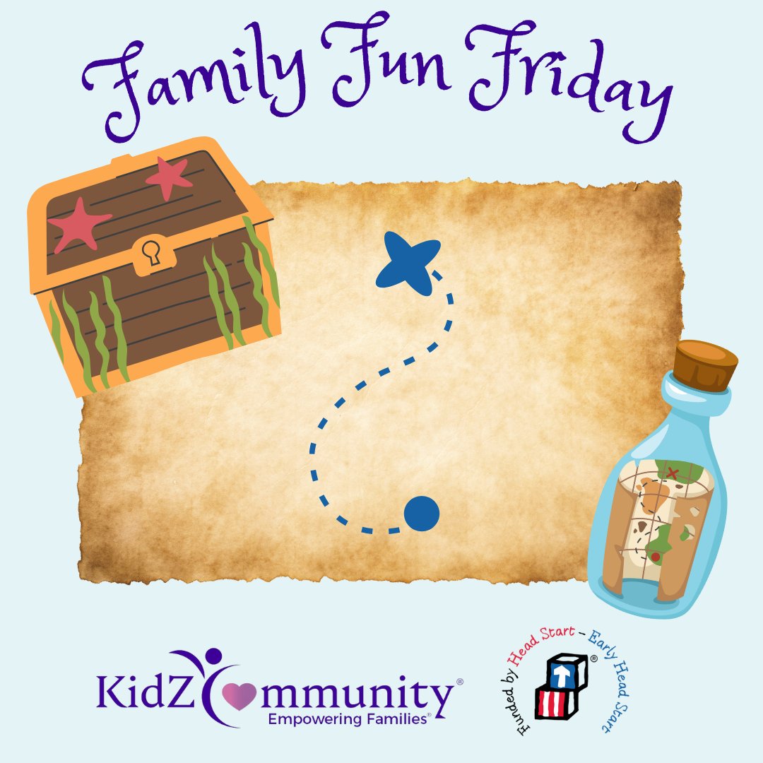 This #FamilyFunFriday let's go on a treasure hunt! Hide “treasures” for your child and draw a map that highlights each area where you want your child to search for treasures. Celebrate when your child finds all the treasures!

#HeadStart #EarlyHeadStart #EarlyLearning