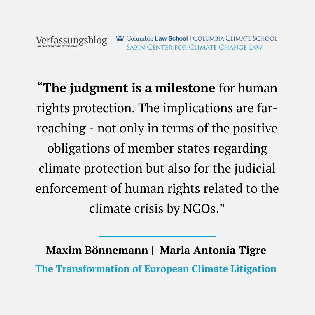 'A milestone for human rights protection.' The European Court of Human Rights has ruled that weak climate protection policies violate human rights. MAXIM BÖNNEMANN (@MaximB_) and MARIA ANTONIA TIGRE (@toniatigre) explain why the judgment matters so much. verfassungsblog.de/the-transforma…