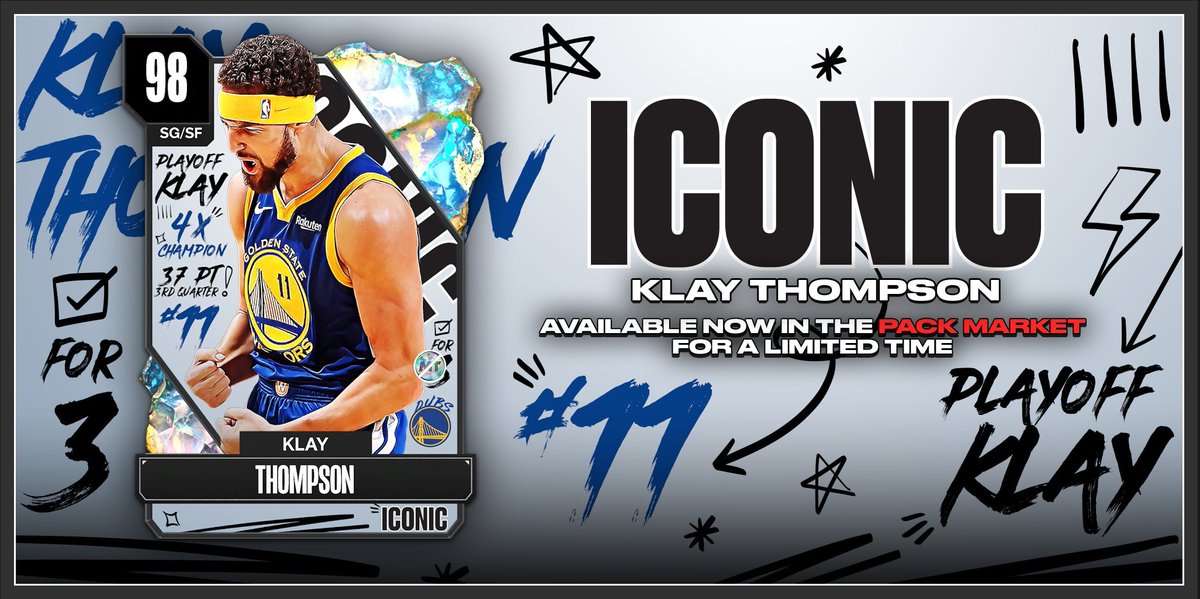 Galaxy Opal Iconic Klay Thompson is available now in 2k24nbacode.shop/klaythompson 👌 Available until Friday at 8 AM PT.