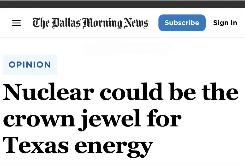 Texas is already an energy champion and the benefits of nuclear power are clear and abundant. Why not combine the two? My latest for @dallasnews! ⚛️🤠 dallasnews.com/opinion/commen…