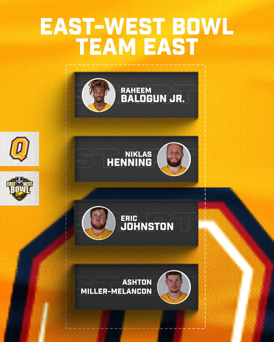 Congratulations to the four @queens_football Gaels who will represent the tricolour at this year's @usportsca East-West Bowl in Waterloo on May 11th! #ForGold | #ChaGheill