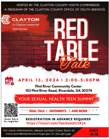 It's time for the Red Table Talk Sexual Health Teen Summit. This is a great opportunity for youth ages 14-18 to get real about their sexual health. REGISTER NOW ➡️ tinyurl.com/TeenSummit2K24 #YourHealthYourVoice #ClaytonYouth #RealTalk