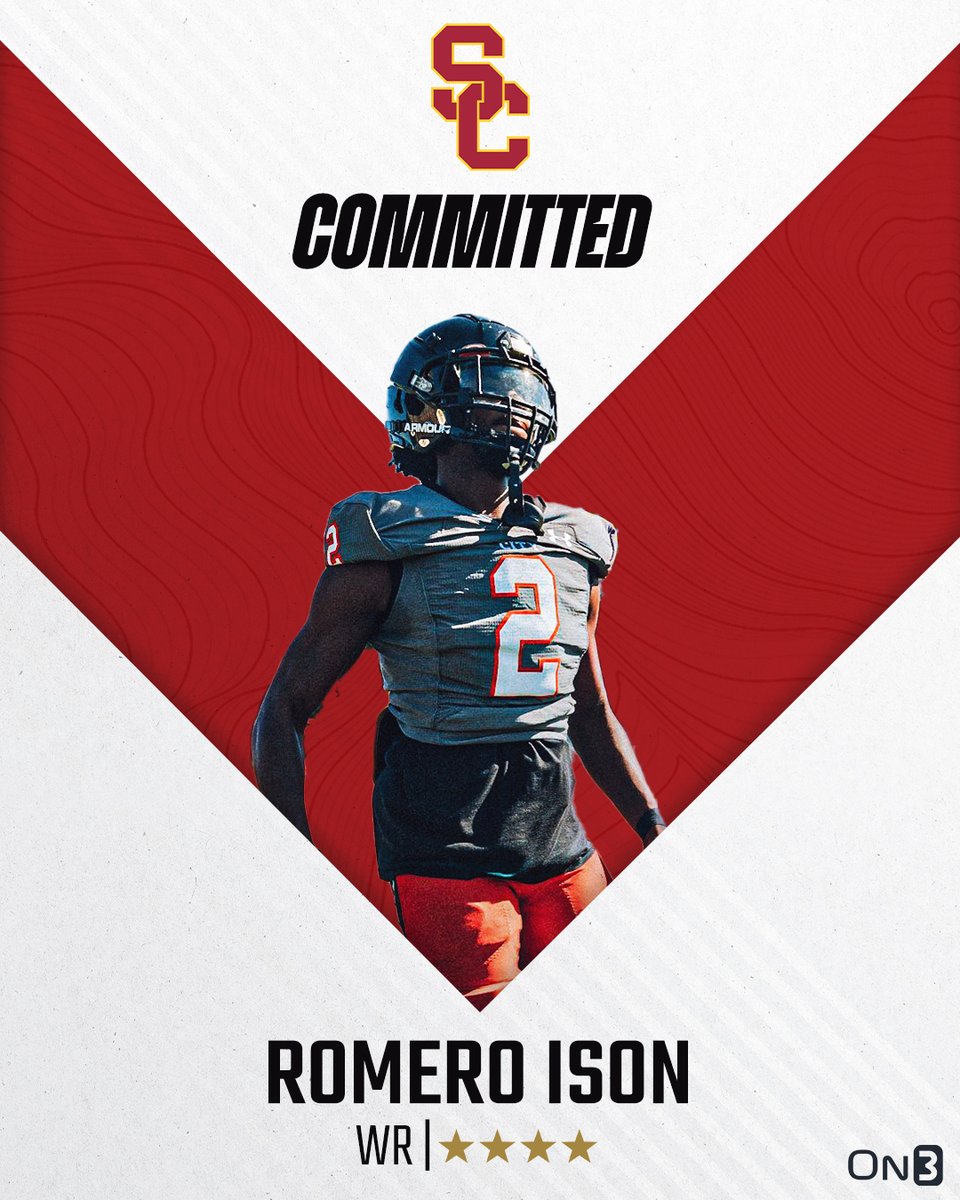 🚨BREAKING🚨 On300 4-star WR Romero Ison has committed to USC, per @Hayesfawcett3✌️ Read: on3.com/college/usc-tr…