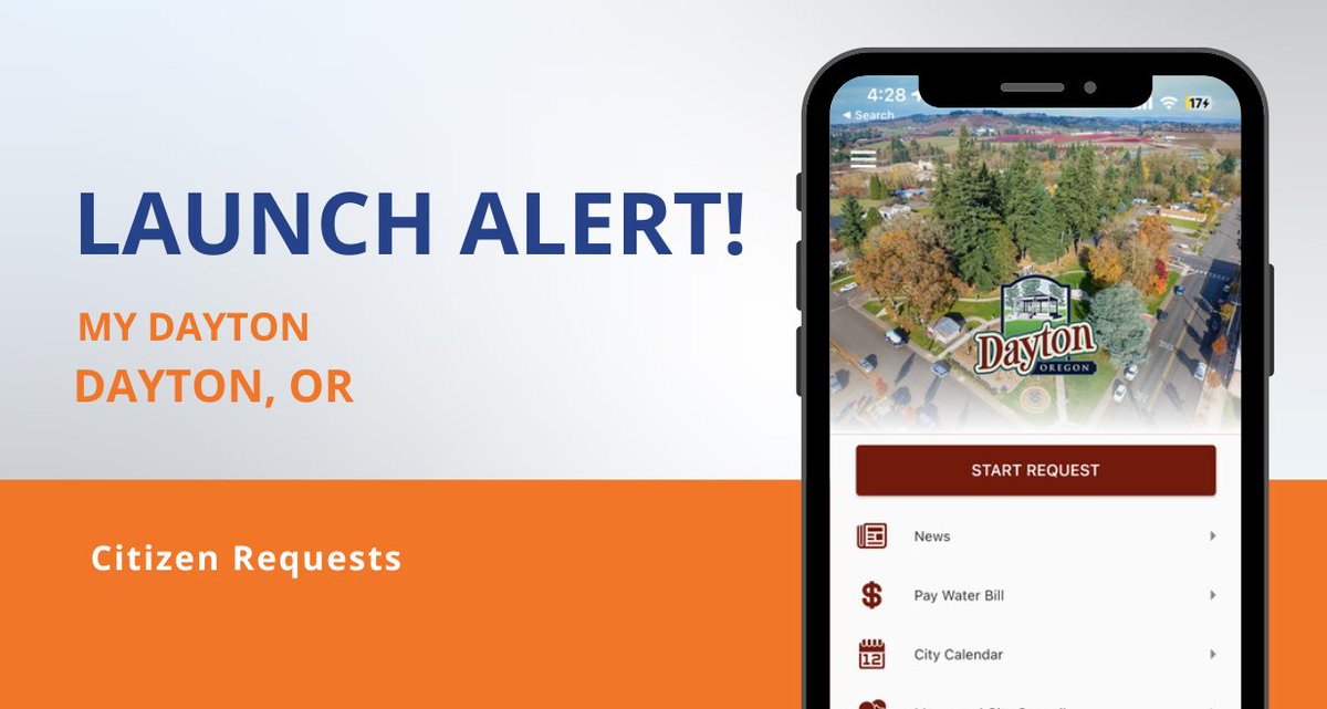 🚀Launch Alert🚀 Dayton, OR, launches a new mobile app, 'My Dayton,' powered by GOGov. The free citizen engagement app allows residents to submit requests, access important information, and more! Learn more: bit.ly/3VRIiCf #GOGovLaunch #DaytonOR #GovTech #LocalGov