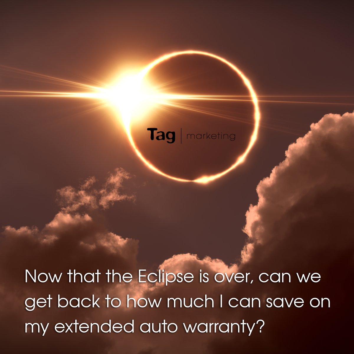Now that the Eclipse is over, can we get back to how much I can save on my extended auto warranty?

#eclipse2024 #fulleclipse #tagmarketing