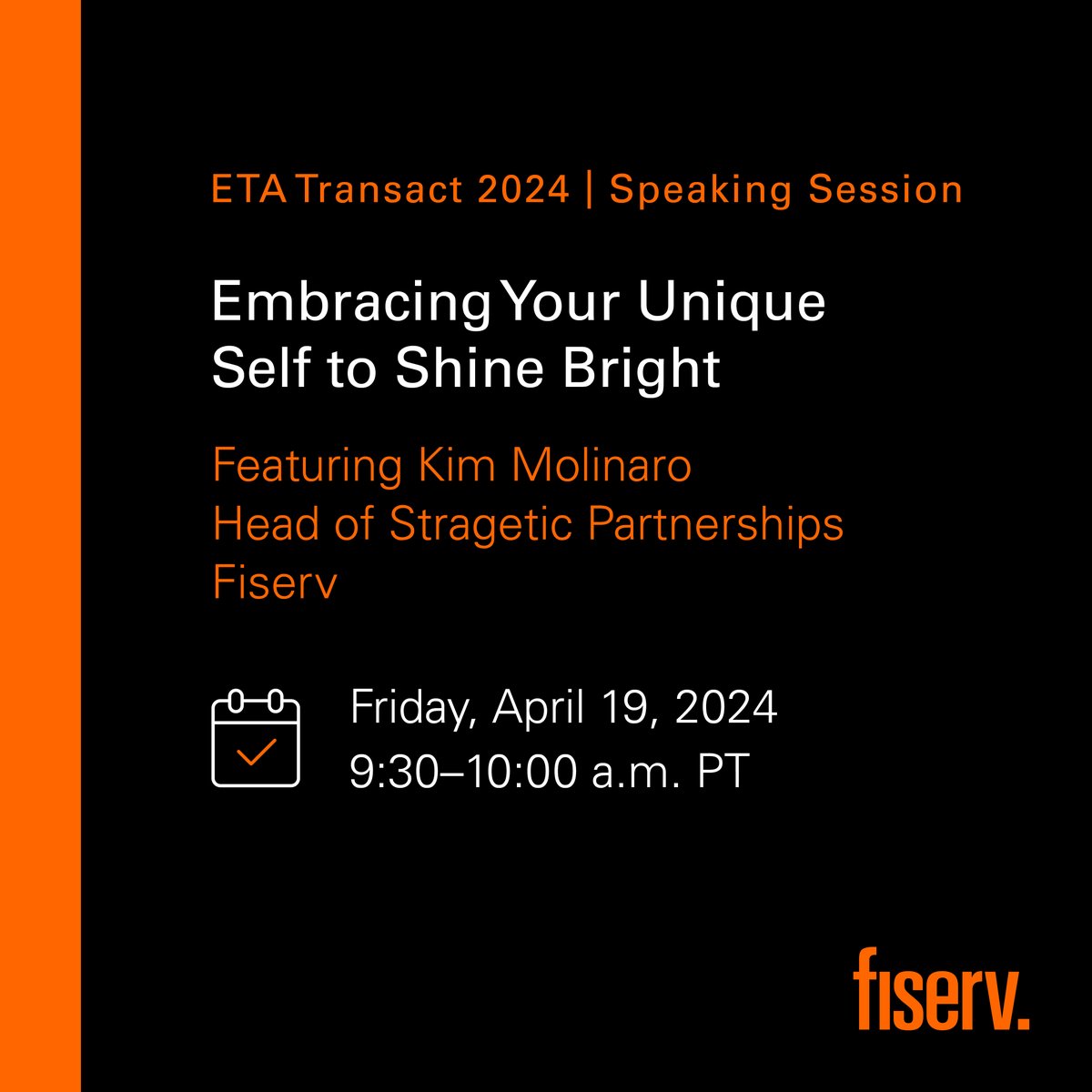 We're excited to meet you at #ETATransact! Check out the Fiserv speaking sessions and visit booth 721 for some friendly competition.