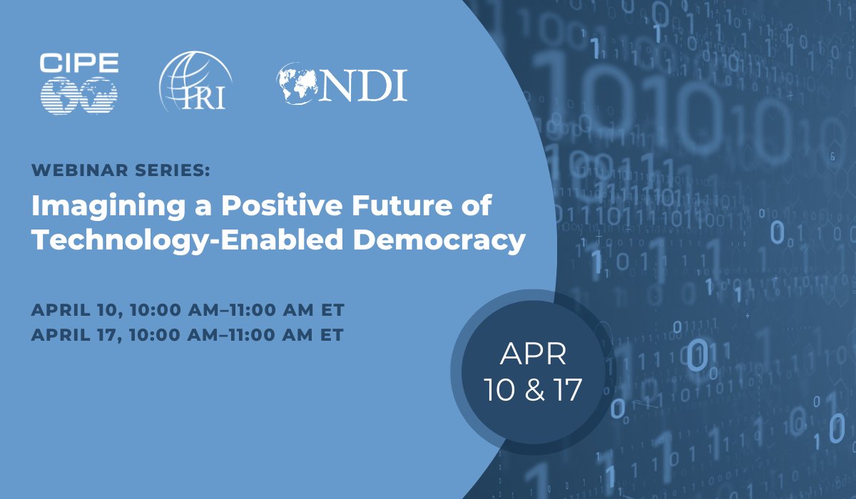 Join us TOMORROW for Part One of 'Imagining a Positive Future of Technology-Enabled Democracy,' where Zambian author Dooshima Tsee and Zambian activist Esther Mwema will discuss the importance of youth voices. RSVP here: us06web.zoom.us/webinar/regist…