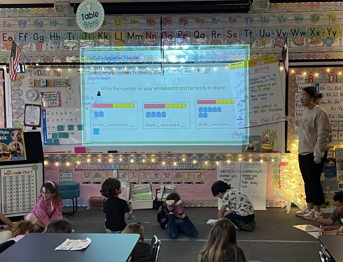 KathleenPeercy's tweet photo. Ms. Cobbโs kindergarteners are making meaningful connections during Spiral Review. Love to see them confidently leading math conversations ! @FRES_Eagles #MathKISD https://t.co/u3uaVhDa7n