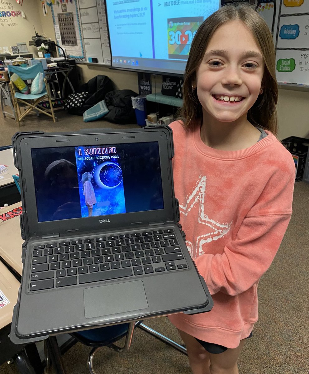 MrsWorrellCAM's tweet photo. Grateful for witnessing the awe of a total eclipse 🌑 and it got me thinking about the power of storytelling! Inspired by the #ISurvived series, I challenged my students to write a  journal entry based on their memories and observations during the marvelous eclipse on 4/8. @myccs https://t.co/BQu31M1ImS