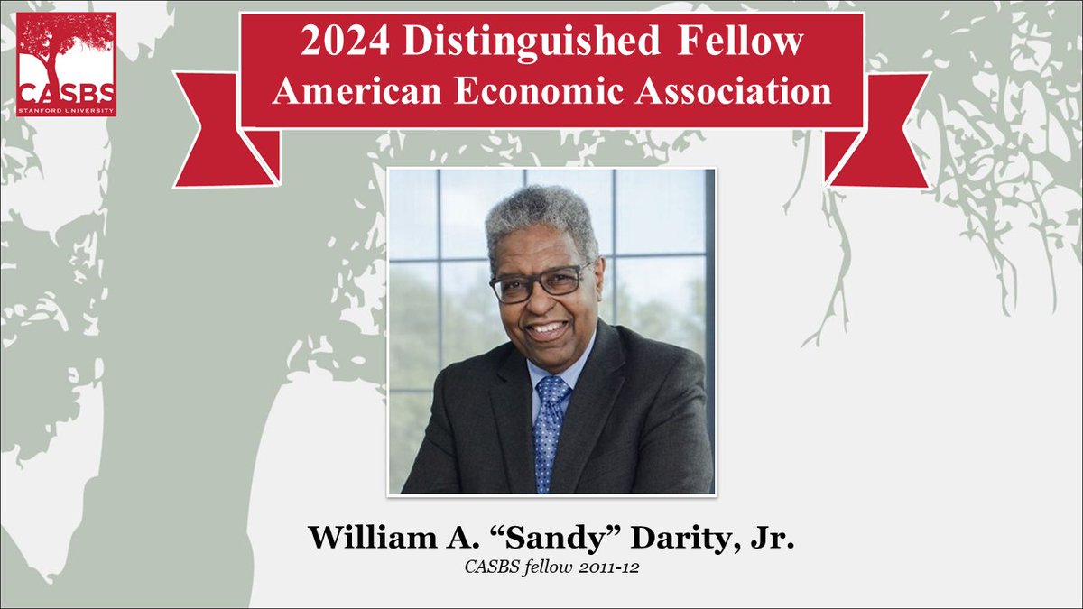 Congratulations to former CASBS fellow @SandyDarity, elected as a 2024 Distinguished Fellow of the American Economic Association 👏 ➡️ aeaweb.org/about-aea/hono… @AEAInformation