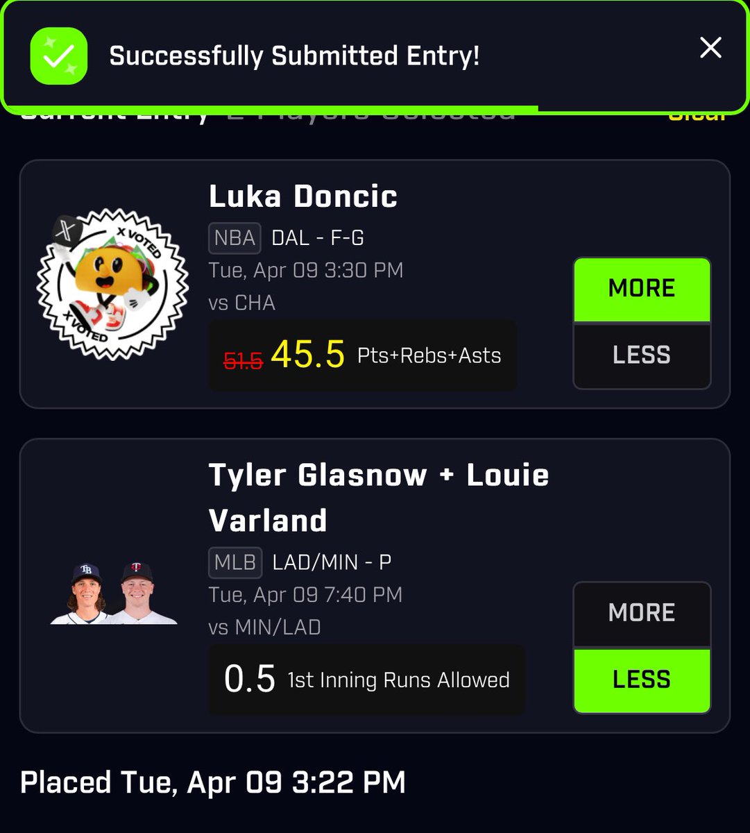 K1dfs's tweet photo. Taco Tuesday 🆓🤝
#mlb #nba #nbax #gamblingx #prizepicks #same24squad #prizepicksnba #k1locks #draftkings #fanduel https://t.co/zGDPoipuT9