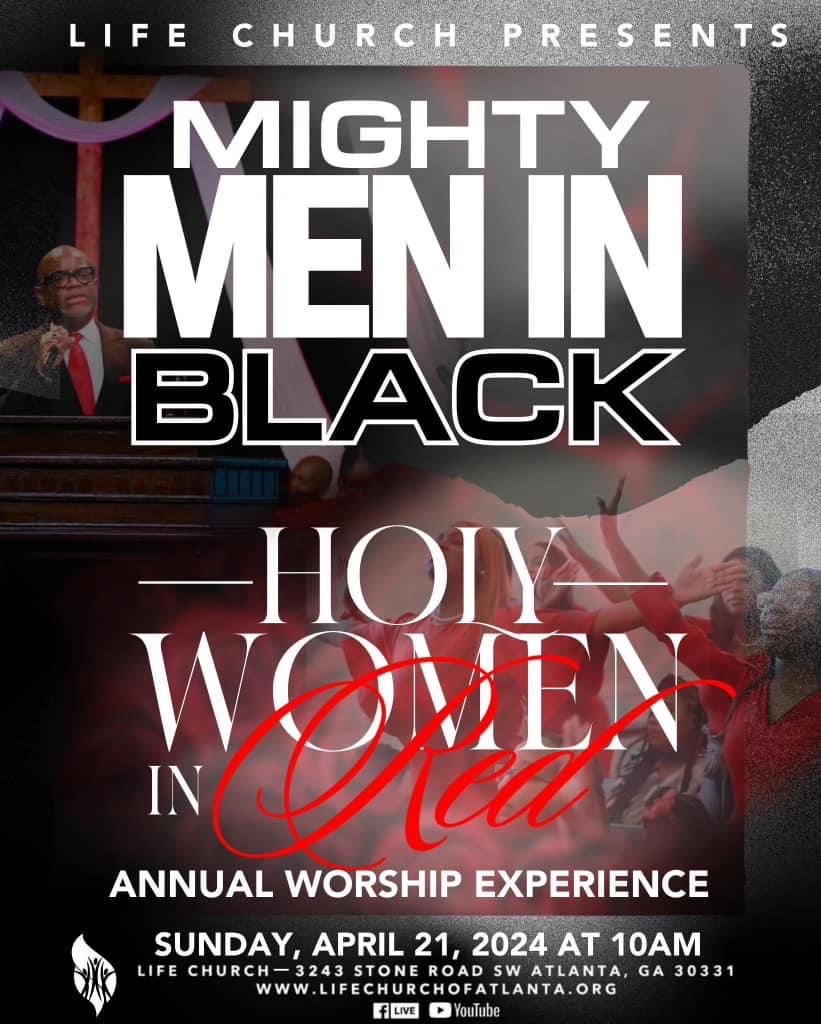 moembee's tweet photo. Our annual Mighty Men in Black/Holy Women in Red Fundraiser is on April 21, 2024. Ladies are in red dresses with red shoes. In addition, the attire for each man is a black suit, white shirt with a red tie. Please if you don’t have these colors, wear  your Sunday best! https://t.co/9xujHuyJvt