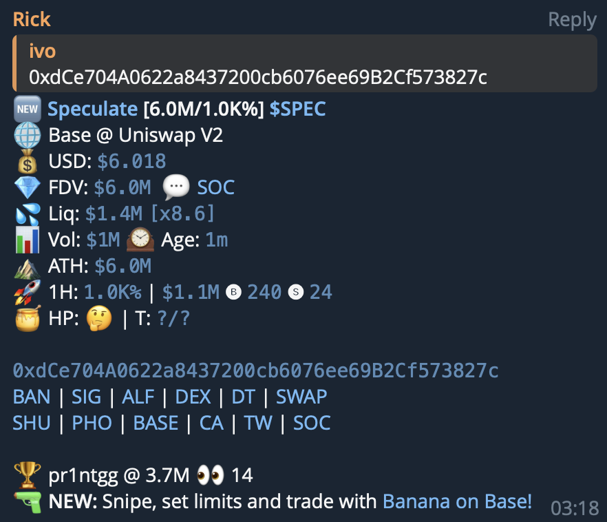 ArbitragingGain's tweet photo. $SPEC
6M-26M ATH
Scouted this for a few days since everyone was shilling it on the TL, some potential to grow imo https://t.co/uBVNihco5b