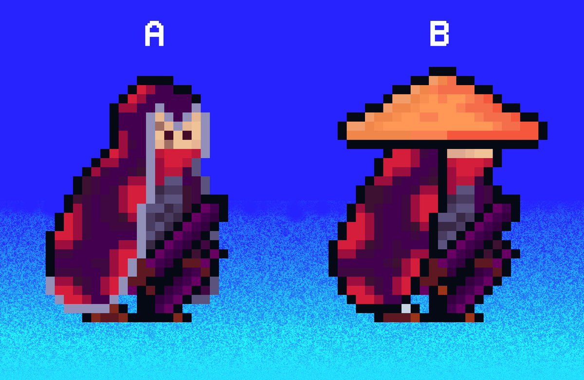 lv99studios's tweet photo. We are thinking about adding a Rogue to our game, which one is cooler? 🤔

#indiedev #indiegamedev #gamedev #pixelart #gamedesign #PixelQuestSurvivor https://t.co/KmC7m75Tzo