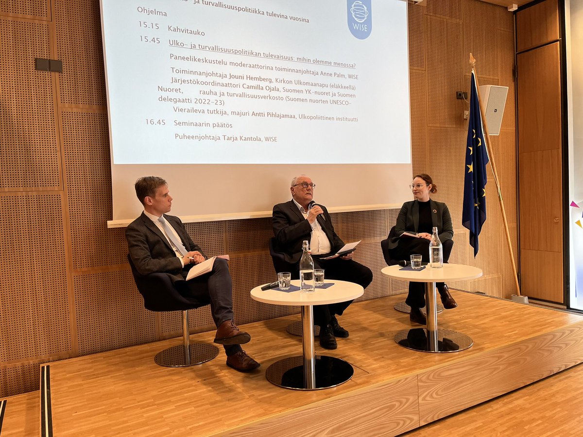 WiderSecurity's tweet photo. WISE | WISEn turvallisuuspoliittinen seminaari QUO VADIS, SUOMI? keskusteli tänään Suomen ulko- ja turvallisuuspolitiikasta tulevina vuosina.  Puhujina @PalmAnne @OutiHolopainen @PesuMatti  @JouniHemberg  @camilla_ojala @AnttiPihlajamaa ja @tarja_kantola. Hyvä tilaisuus! https://t.co/ERNezq2ZNR