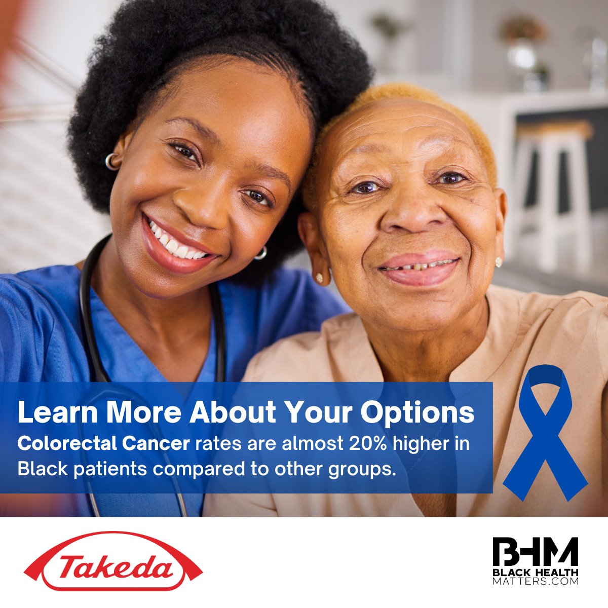 Have you spoken to your doctor about your risks and your options? African American men face a 20% higher risk of colorectal cancer compared to other racial groups. Clinical trials offer additional options for patients. Learn more at bit.ly/3tNaxGP