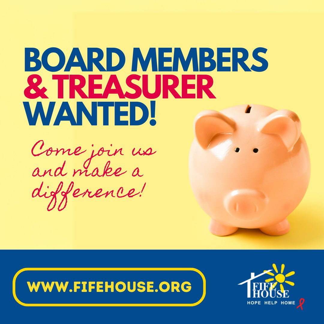Fife House is looking for new Board Members & Treasurer. Come join us as a valued member of our Board of Directors. Apply today or tag someone who would be an amazing addition to our Board. Deadline 1 June 2024 🙋🙋🏽‍♀️ Details at ow.ly/SyOV50RbK0V #BoardOfDirectors #Volunteer