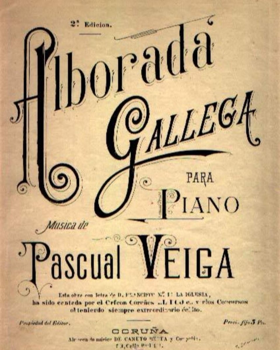 Sabías que tal día coma hoxe de 1842 nacia en #Mondoñedo Pascual Veiga Iglesias, compositor galego, autor da música do Himno galego e doutras composicións como Alborada Gallega. É considerado o pioneiro do Rexurdimento musical galego. #Galicia #BoaNoite