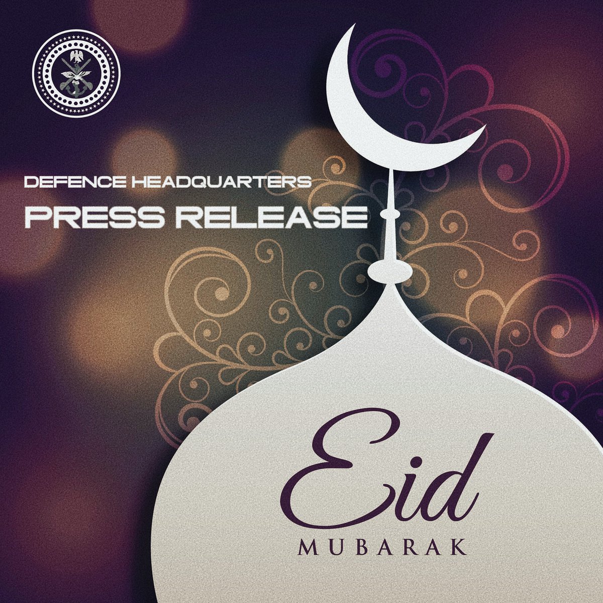 #DHQupdate #EidMubarak PRESS RELEASE CHIEF OF DEFENCE STAFF EXTENDS EID-EL-FITR GREETINGS With heartfelt gratitude, I extend warm greetings to all Muslim officers, soldiers, ratings, airmen/airwomen, and civilian staff of the Armed Forces of Nigeria (AFN) on yet another…