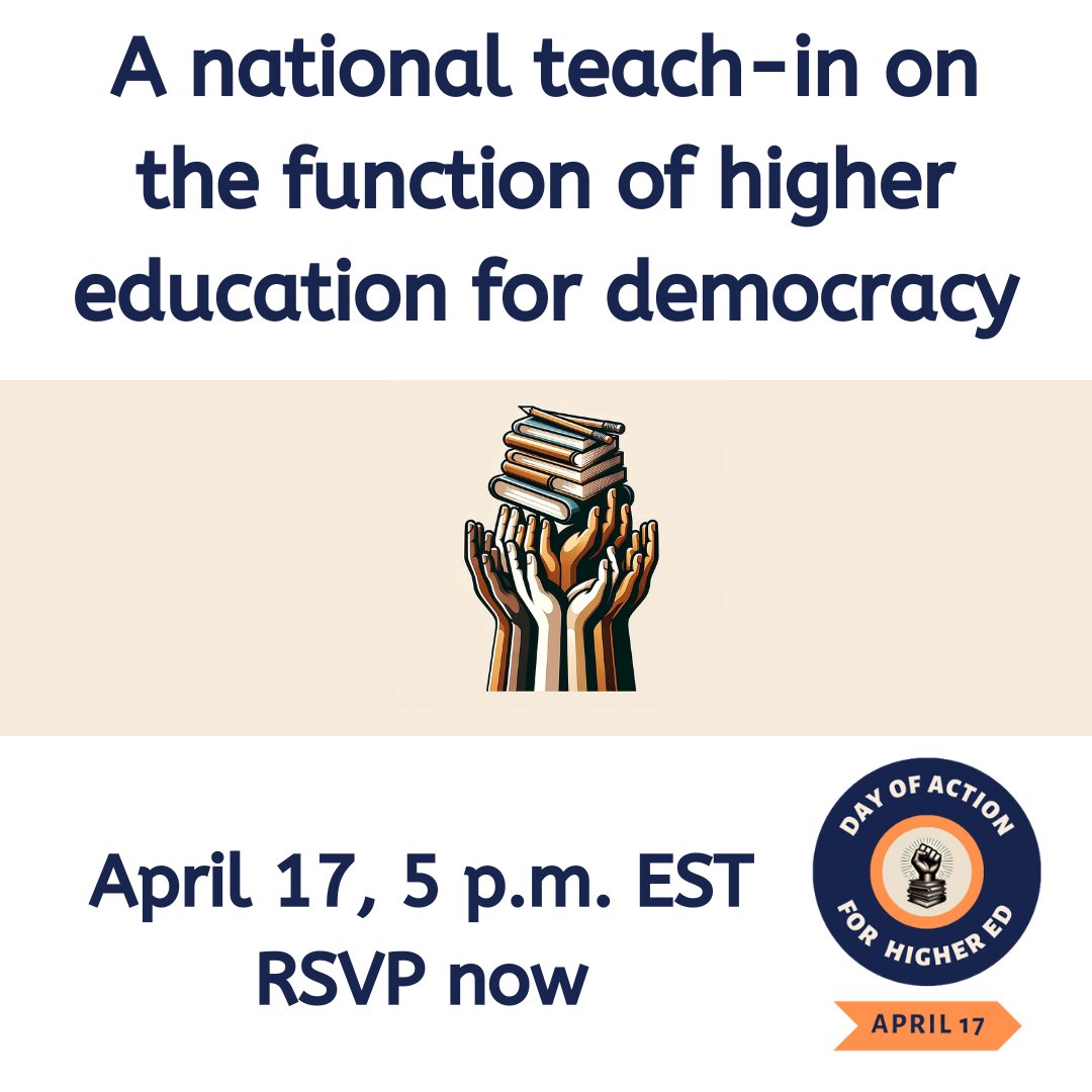 Next Wednesday, April 17 join hundreds of faculty & students nationwide for the launch of a counter-offensive against the sustained right-wing assault on American higher education as a public good. A National Day of Action for Higher Education: dayofactionforhighered.org