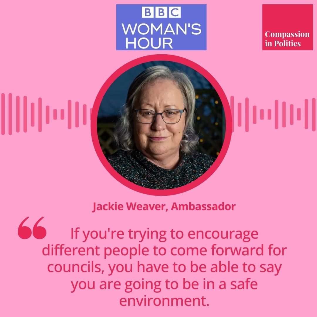 'And frankly at the moment in some instances, we can't even say that' 🎧Listen back to our ambassador @jackieweaver telling @BBCRadio4 @BBCWomansHour about the shocking abuse currently faced by many local politicians (16mins 30 secs in)👉bbc.co.uk/sounds/play/m0… (1/2)