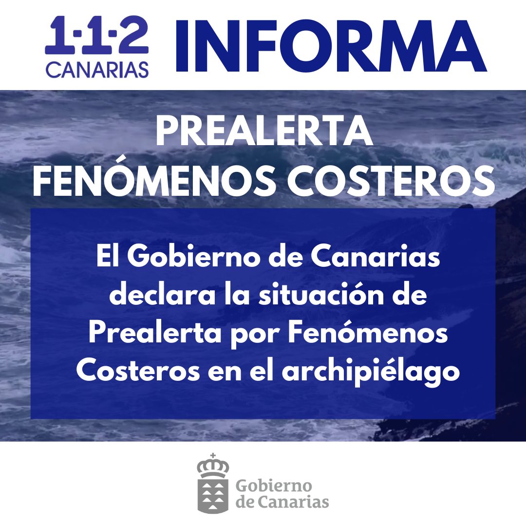 Además se mantienen en vigor:

😷 #PrealertaCalima en todo el Archipiélago

🌊 #PrealertaFenómenosCosteros en todo el litoral

Más información: ⬇️

www3.gobiernodecanarias.org/noticias/el-go…

www3.gobiernodecanarias.org/noticias/el-in…