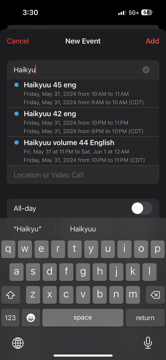 Was entering an event in my phone for the haikyuu movie release date and all these autofills came up and it kinda made me want to cry remembering when we used to be Getting New Haikyuu Content